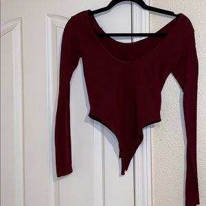 Maroon long sleeve bodysuit